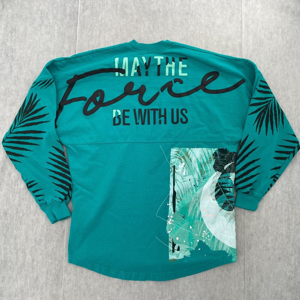 Disney Parks Star Wars Shirt XS Green Rebel Leader Spirit Jersey Dual Print Logo